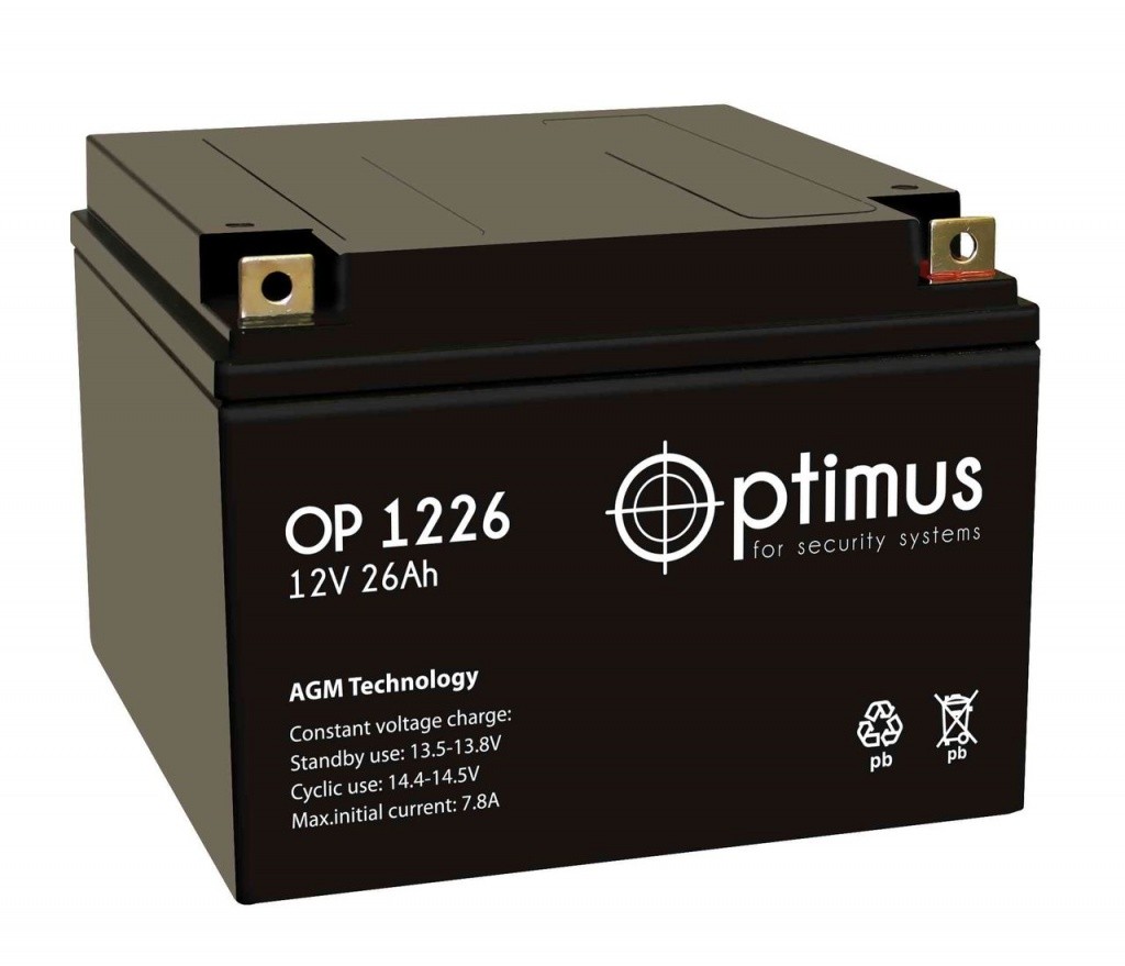 Аккумулятор Optimus 12V 12Ач OP 12-12 - фото 1