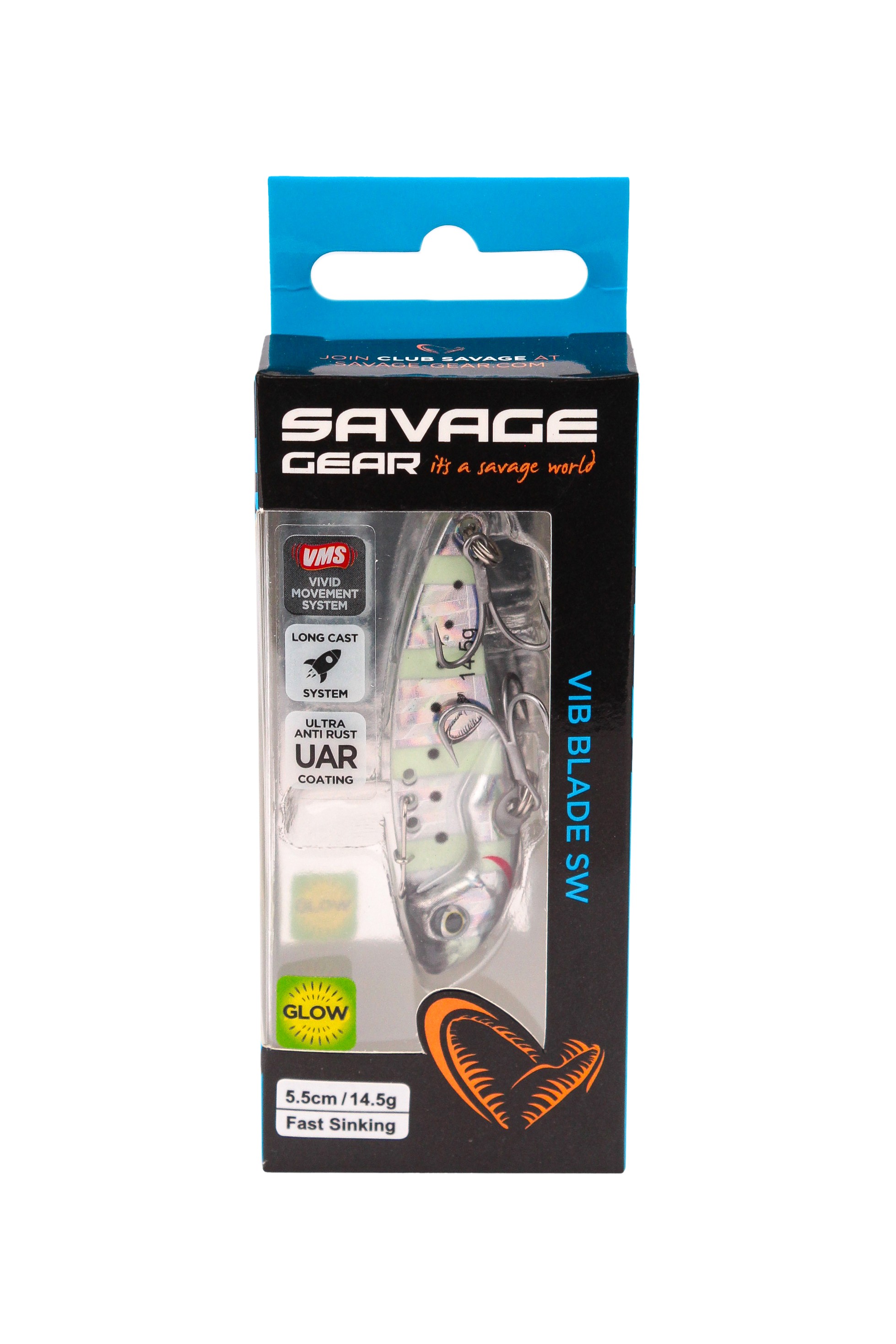 Блесна Savage Gear Vib blade SW 5,5см 14,5гр fast sinking zebra gрlow - фото 1