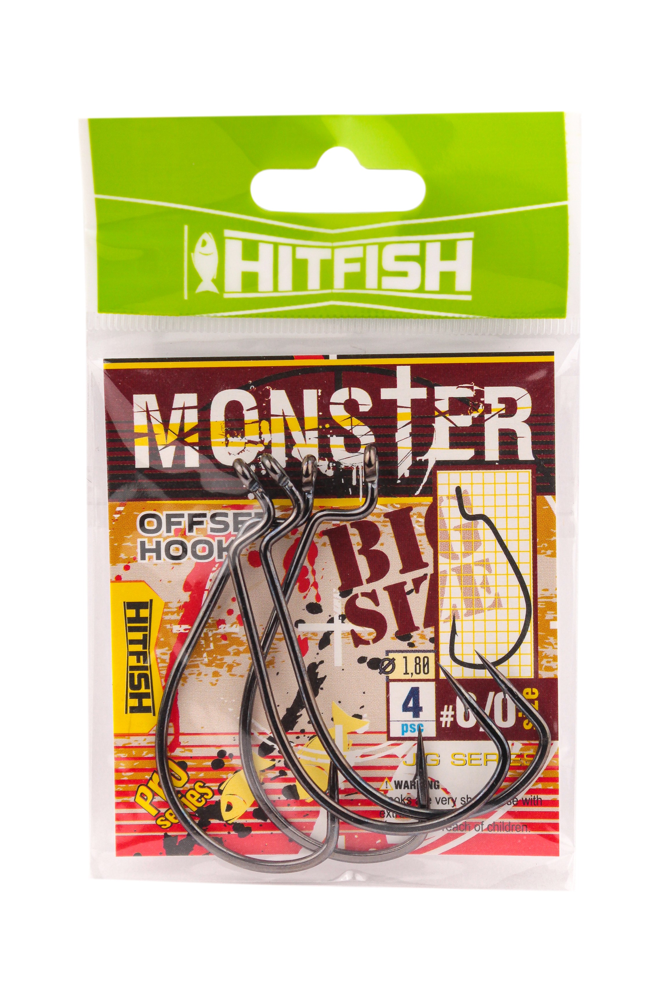 Крючок Hitfish Monster offsett №6/0 4шт - фото 1