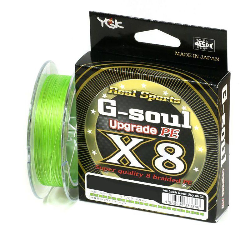 Шнур YGK G-Soul Upgrade X8 200м PE 1,5 30lb Lime Green - фото 1