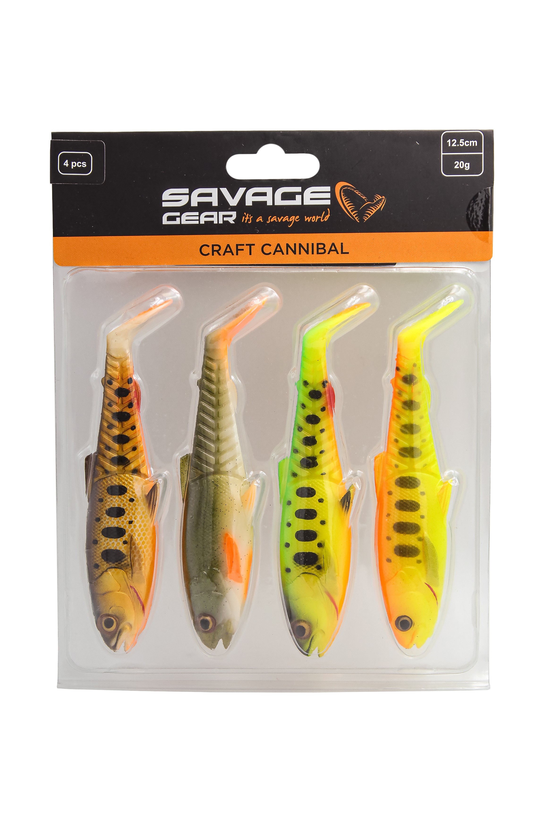 Приманка Savage Gear Craft cannibal paddletail 12,5см 20гр dark water mix 4шт - фото 1