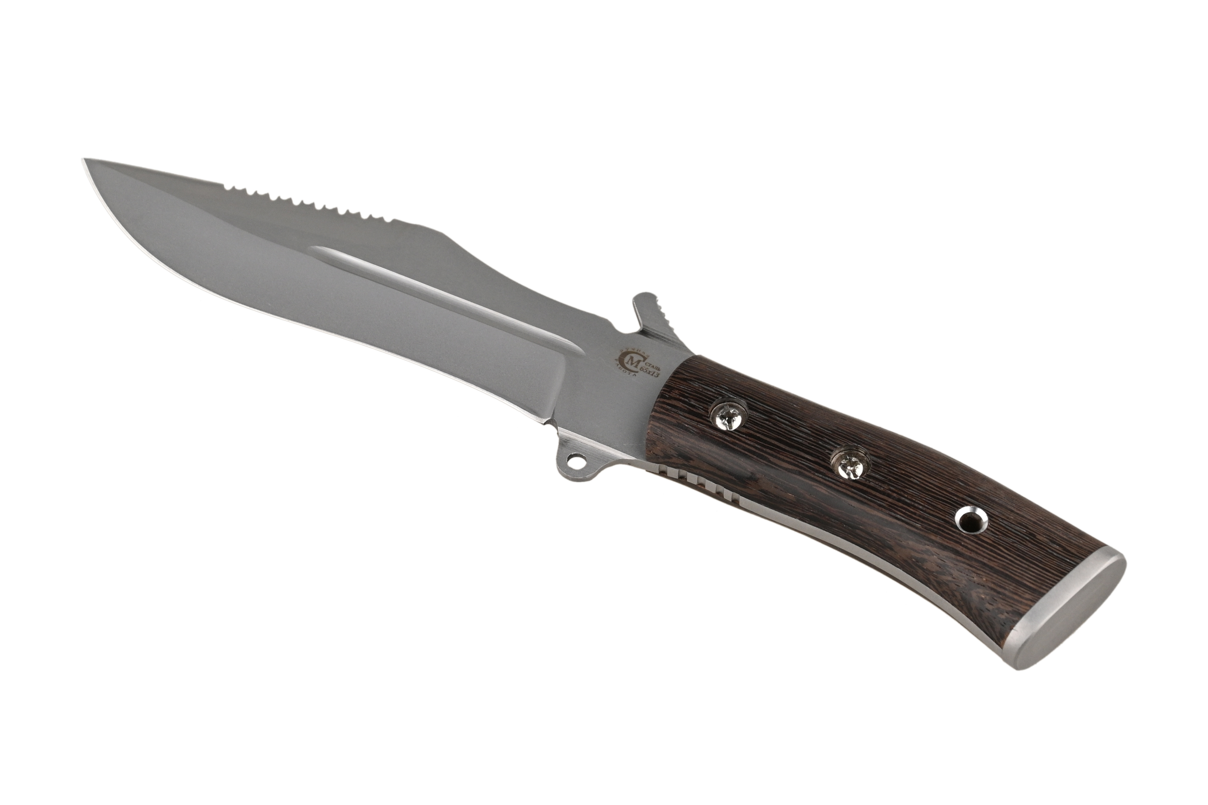 Нож ИП Семин Армейский сталь 65х13 ценные породы дерева
