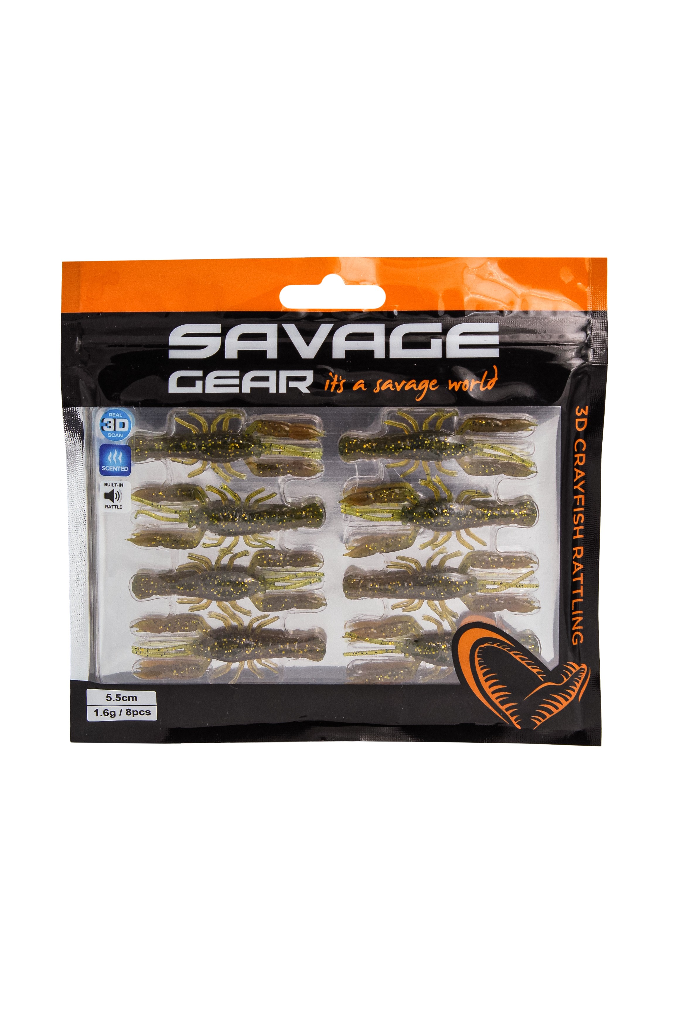 Приманка Savage Gear 3D Crayfish rattling 5,5см 1,6гр motor oil UV 8шт - фото 1
