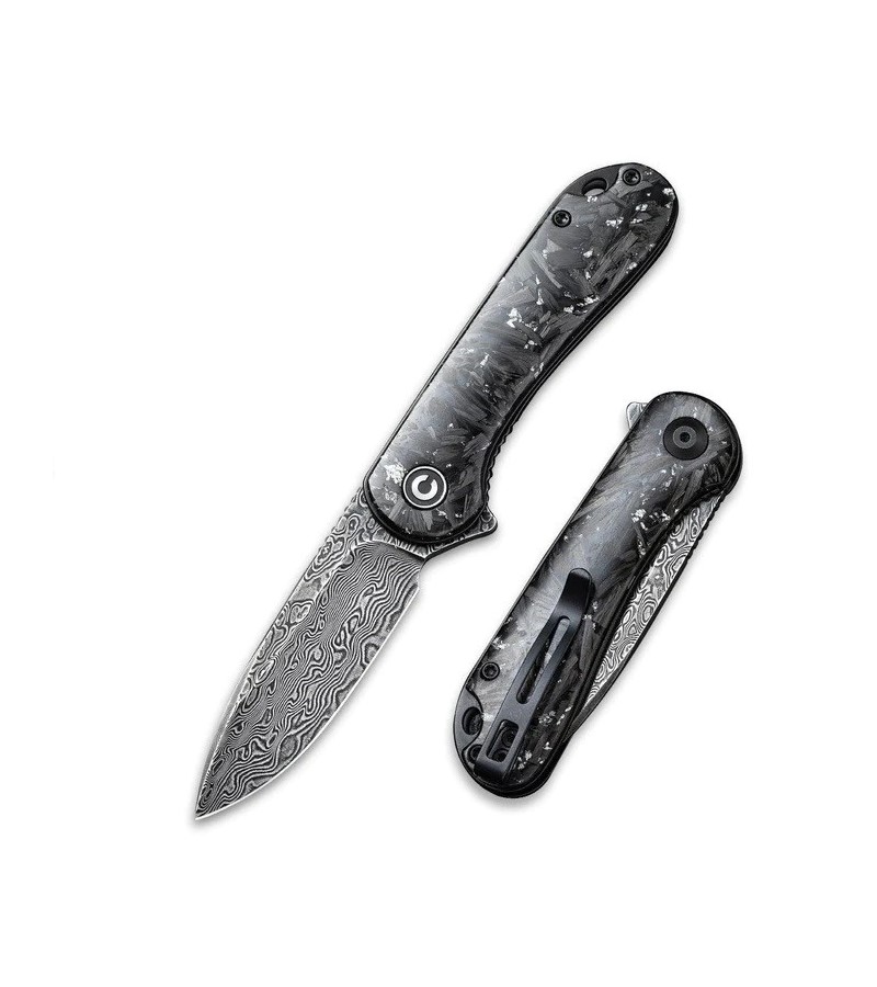 Нож Civivi Elementum Flipper Knife Carbon Fiber Handle (2.96&quot; Damascus) silvery - фото 1