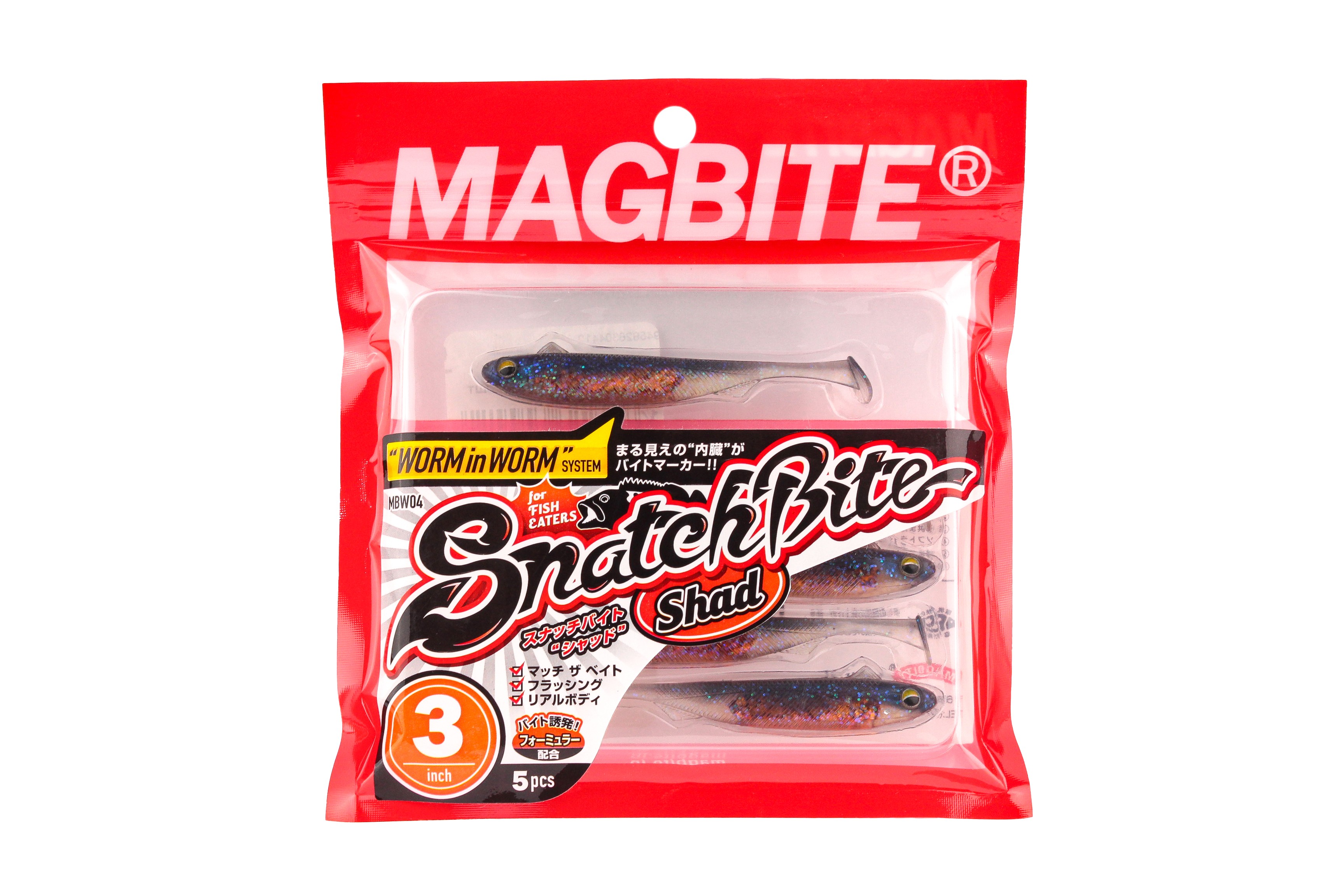 Приманка Magbite MBW04 Snatch bite shad 3-03 3.0&quot; 5шт - фото 1