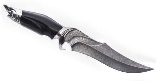 Нож Северная Корона Акула сталь дамаск рукоять бронза дерево - фото 1