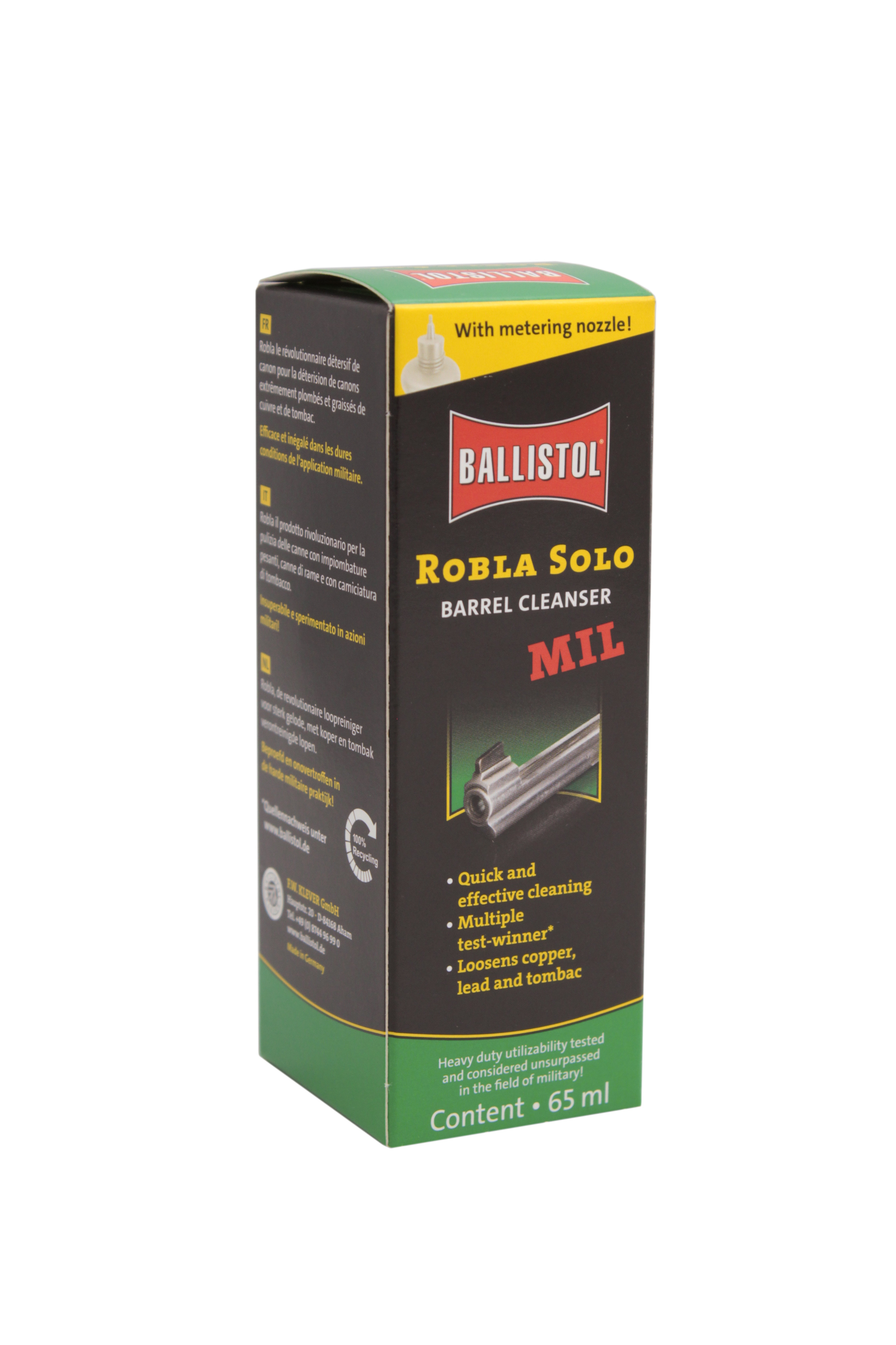 Средство Ballistol Robla Solo MIL для чистки стволов 65мл - фото 1