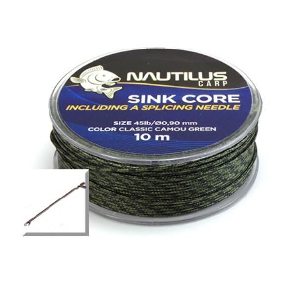 Лидкор Nautilus Sink core camo green 45lb 10м+needle - фото 1