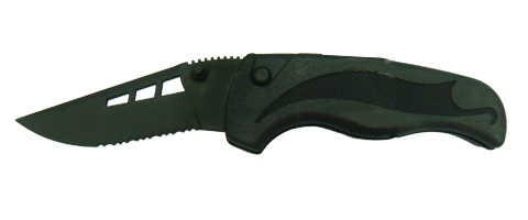 Нож Fox складной рукоять цельнопластиковый серрейтор - фото 1