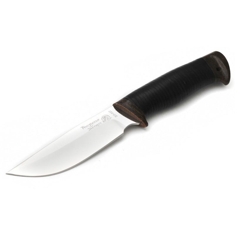 Нож Росоружие Сталкер 40х10с2м рукоять кожа черная