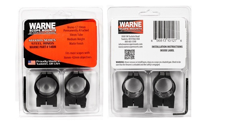 Основание Warne для CZ 550 фиксированное среднее матовое кольца 30мм - фото 1