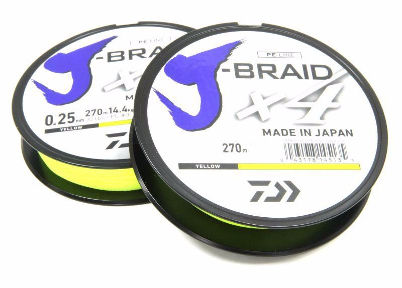 Шнур Daiwa J-Braid X4 0,25мм 270м Yellow - фото 1