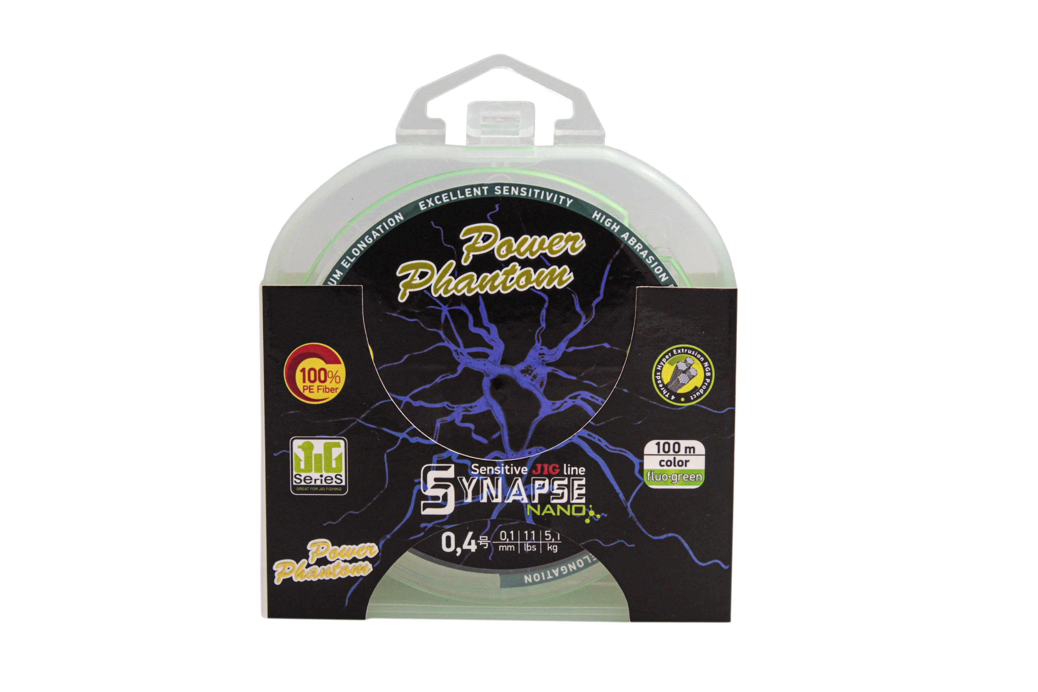 Шнур Power Phantom Synapse nano PE 100м fluo-green 0.4 5,1кг 0,1мм - фото 1