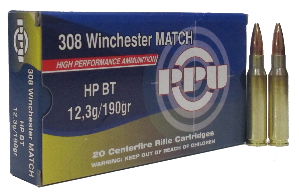 Патрон 308Win PPU Match HP BT 12,3г