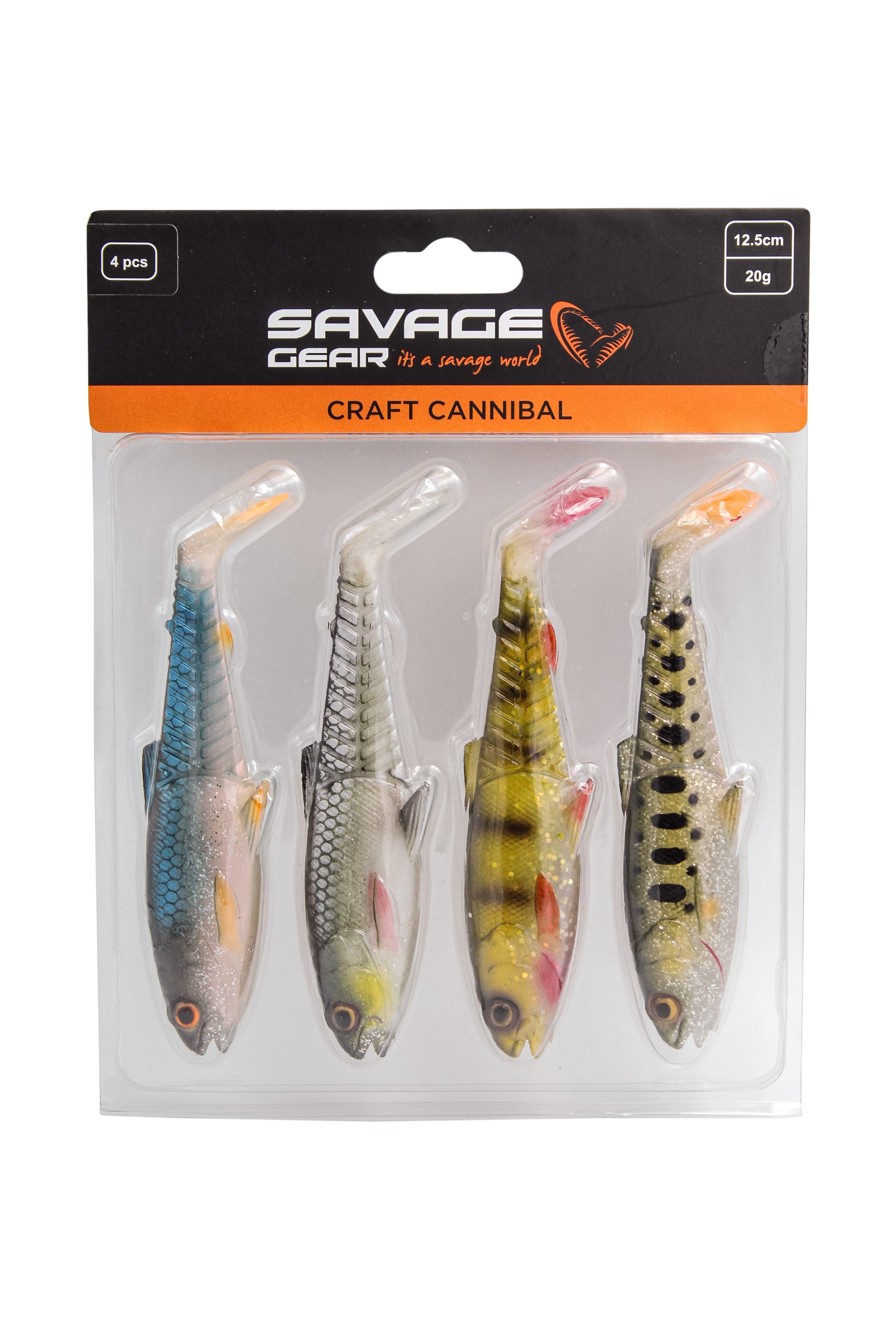 Приманка Savage Gear Craft cannibal paddletail 12,5см 20гр clear water mix 4шт - фото 1