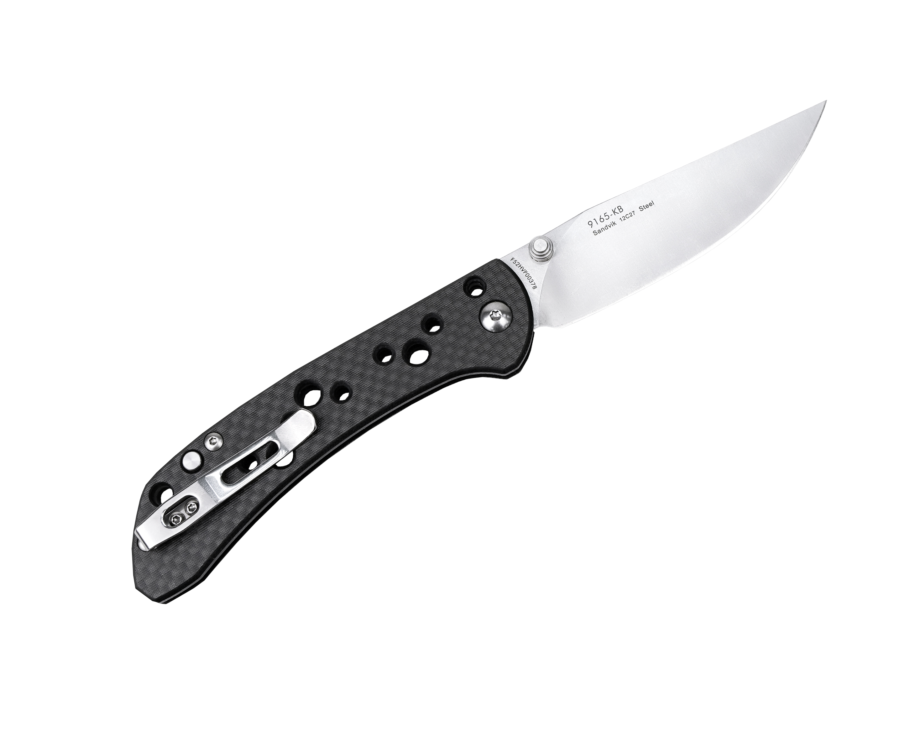 Нож Sanrenmu 9165-KB складной сталь 12C27 Brush black carbon fiber overlay G10