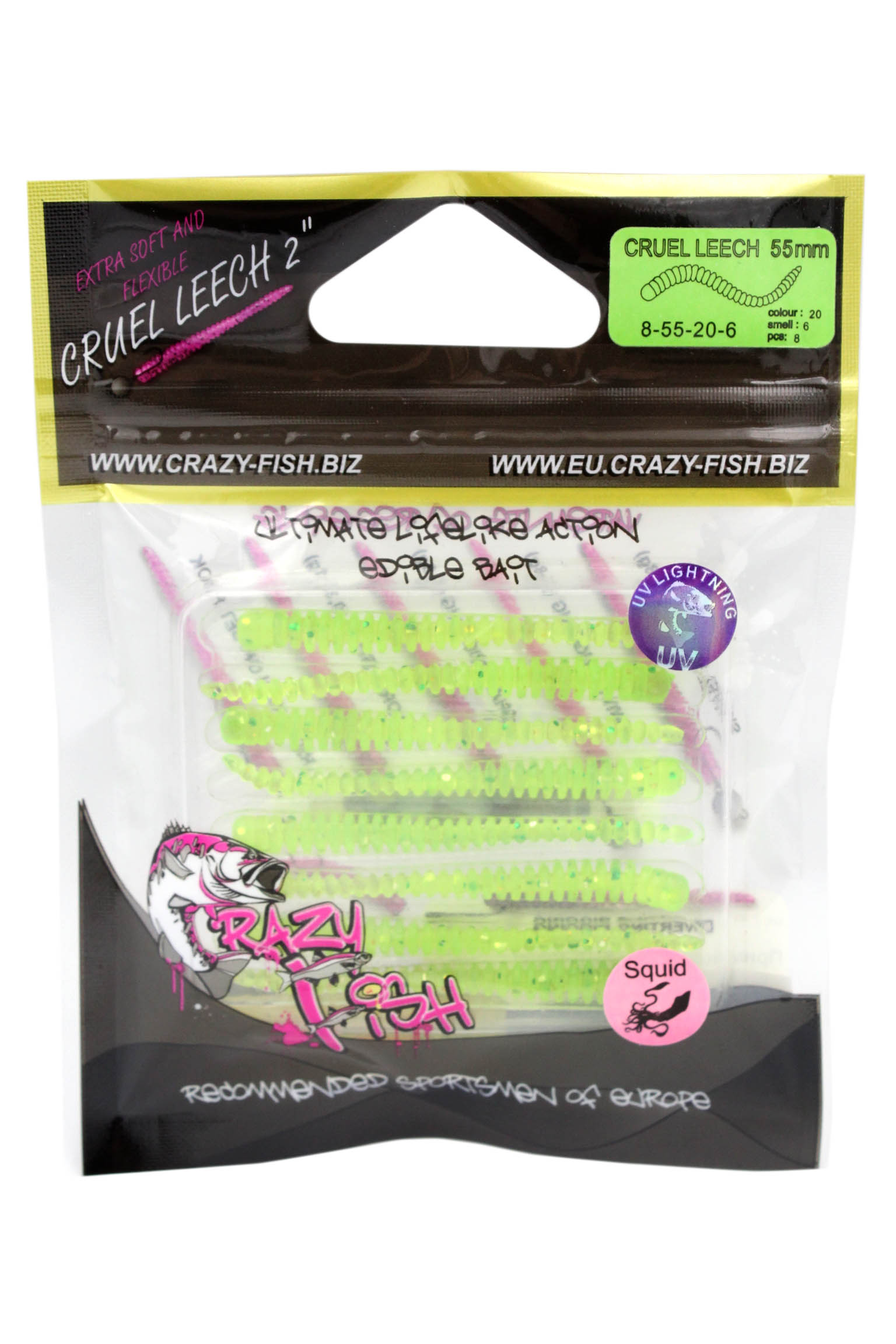 Приманка Crazy Fish Cruel Leech 2,2&quot; 8-55-20-6