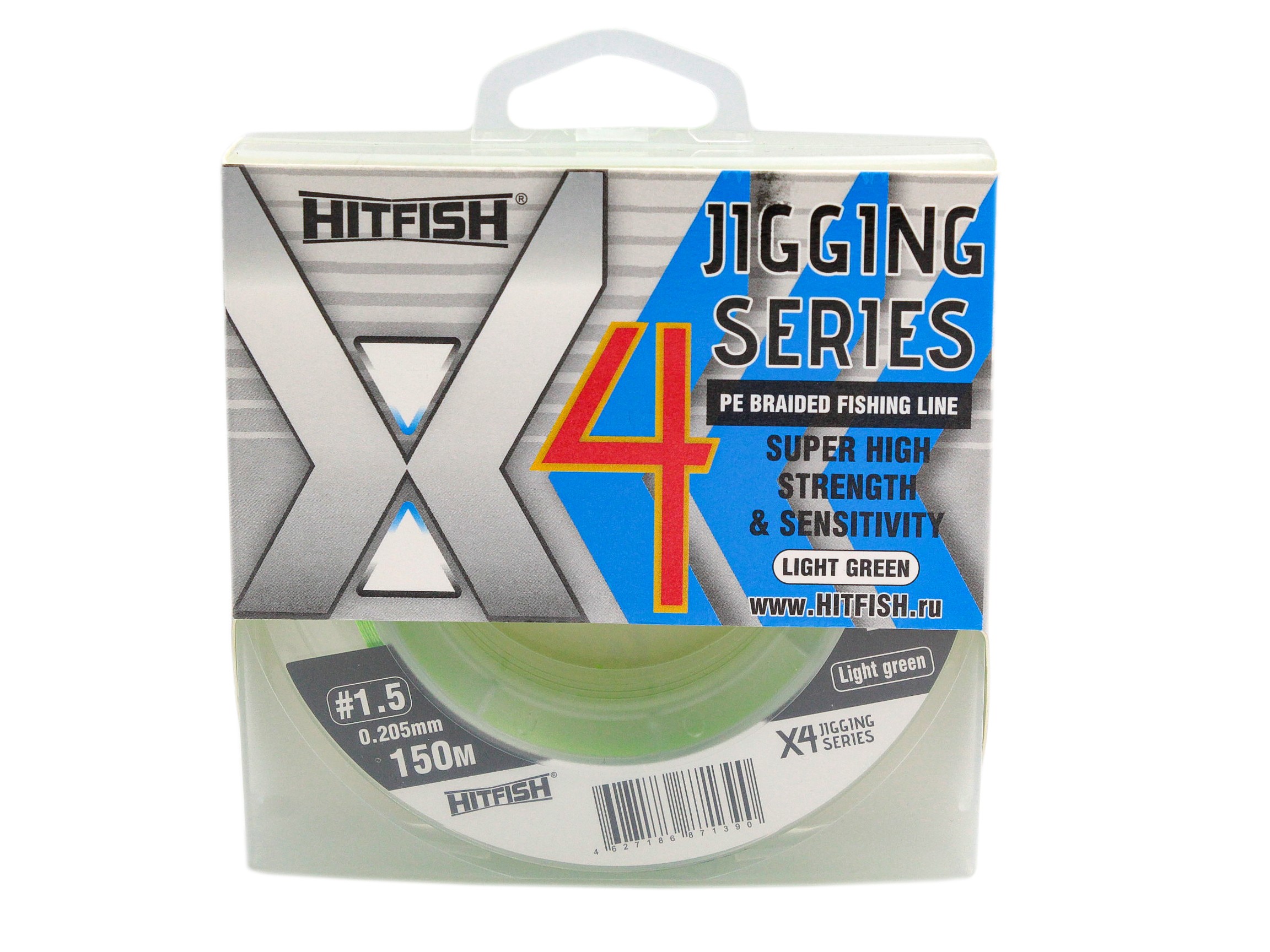 Шнур Hitfish X4 Jigging series №1,5 0,205мм 12,7кг 150м light green - фото 1