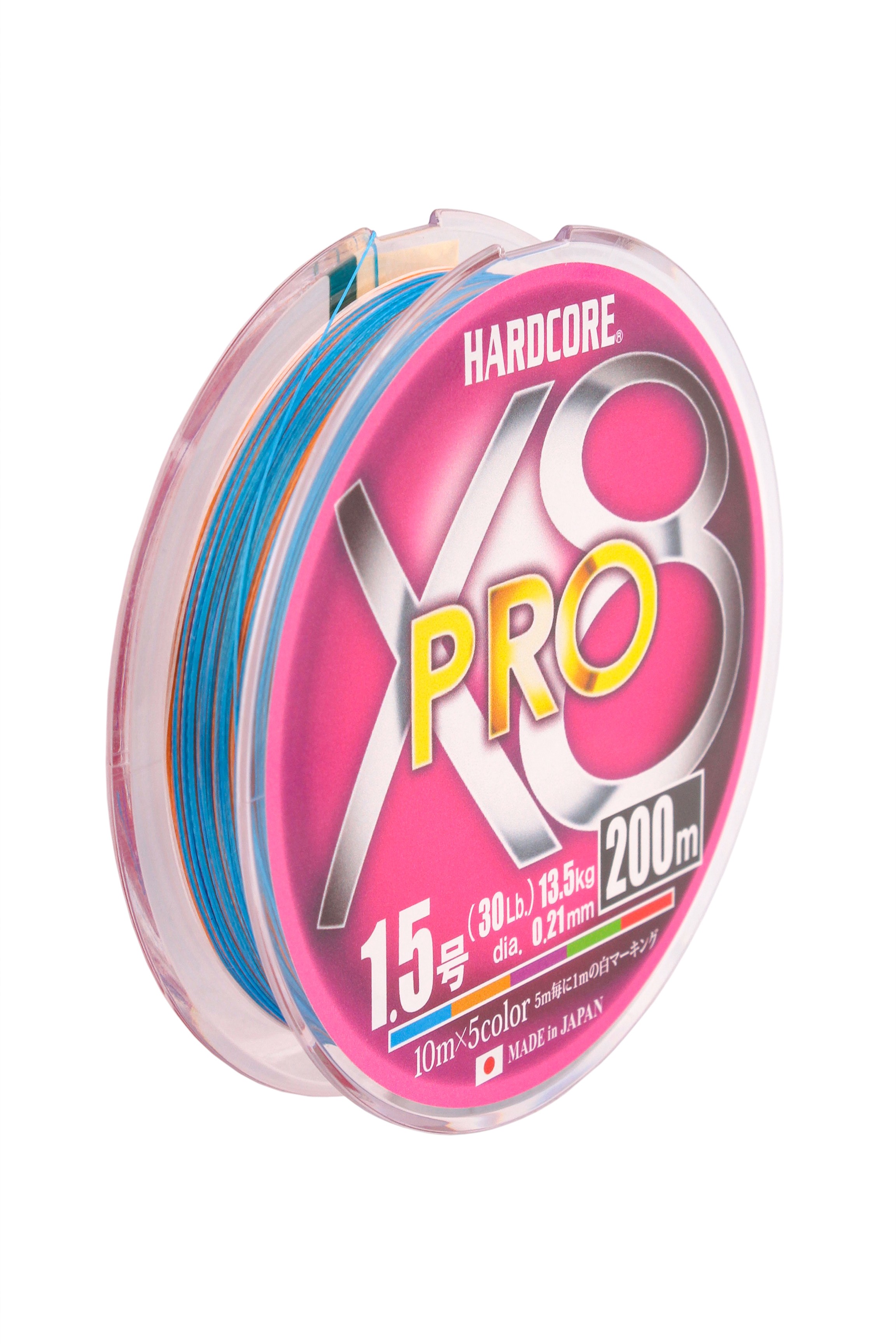 Шнур Yo-Zuri PE Hardcore X8 Pro Duel 1.5/0.21мм 13.5кг 200м 5 color - фото 1