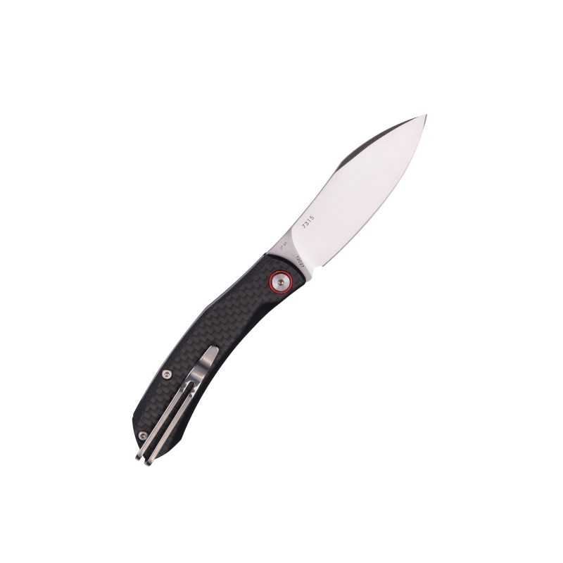 Нож Sanrenmu 7315 складной сталь 12C27 Brush black carbon fiber overlay G10 base