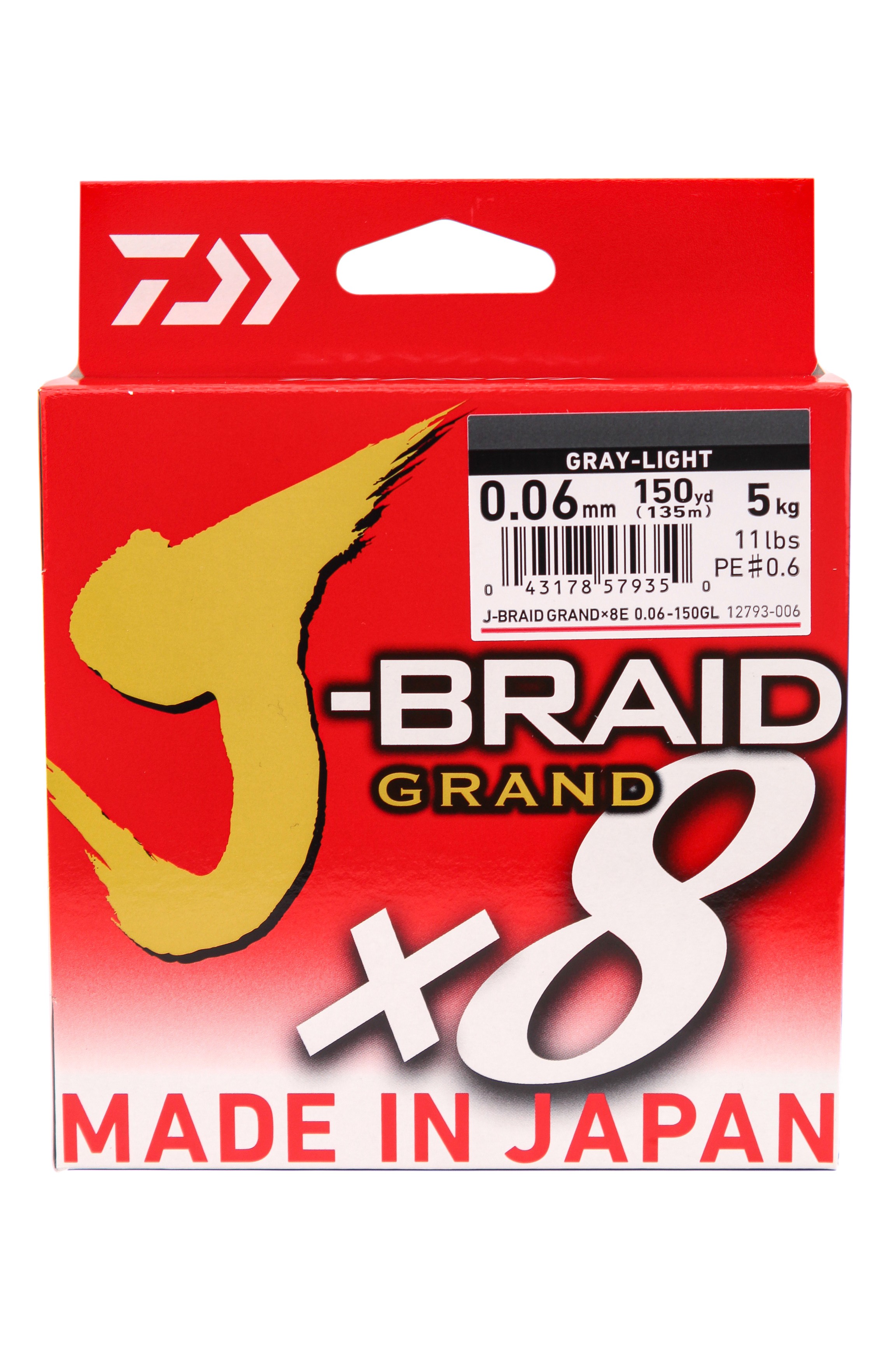 Шнур Daiwa J-Braid Grand X8 0,06мм 135м gray light - фото 1