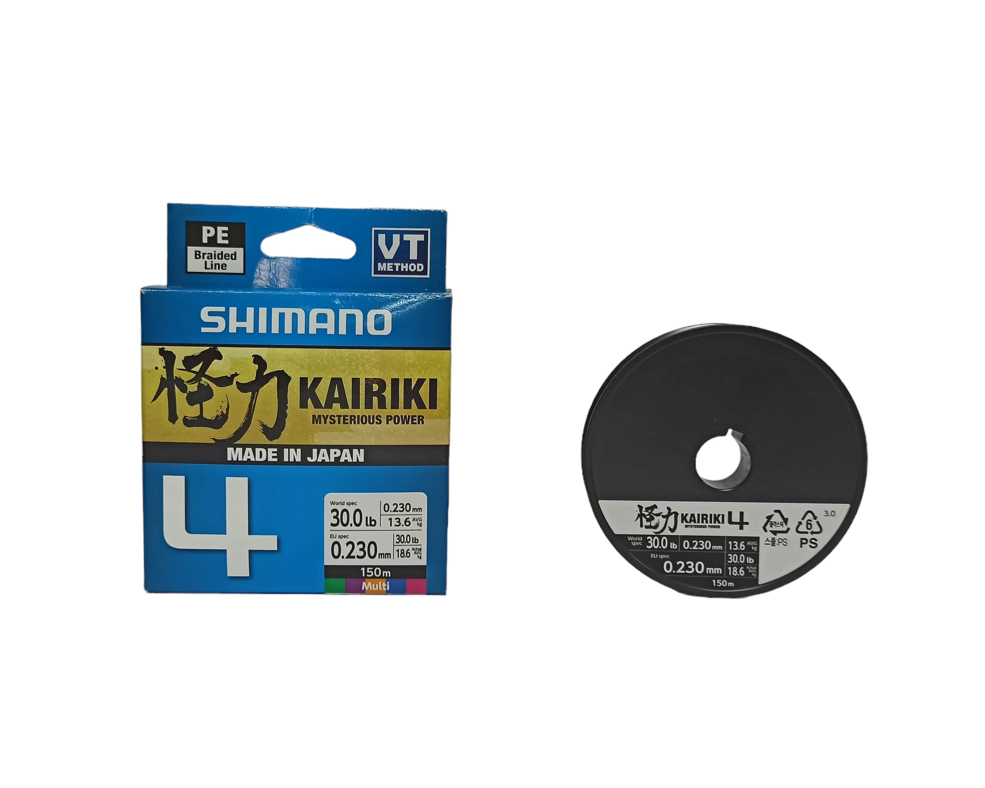 Шнур Shimano Kairiki 4 PE 150м 0,230мм multicolor 18,6кг - фото 1