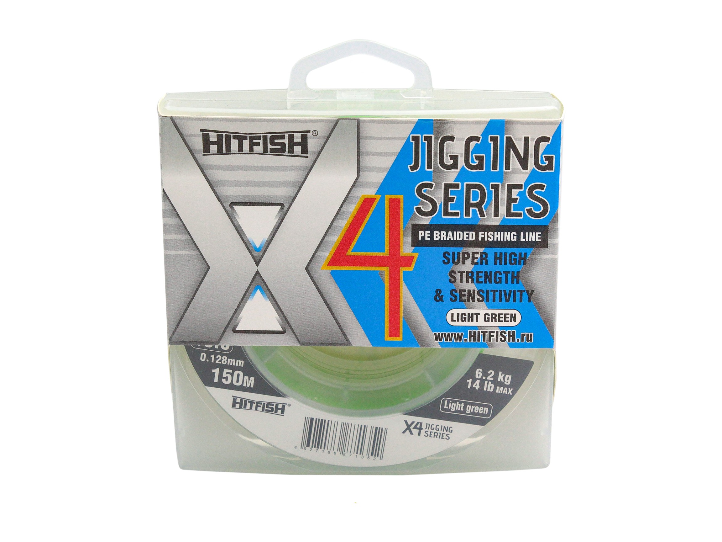 Шнур Hitfish X4 Jigging series №0,6 0,128мм 6,2кг 150м light green - фото 1
