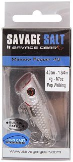 Воблер Savage Gear 3D minnow popper 4,3см 4гр  F crystal white