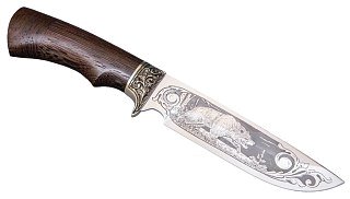 Нож ИП Семин Лорд кованная сталь 95х18 венги литье гравировка - фото 4