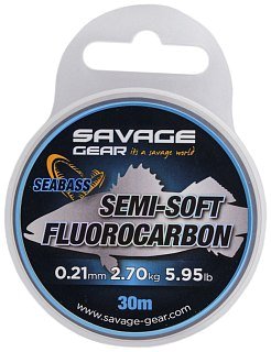 Леска Savage Gear Semi-soft fluorocarbon seabass 30м 0,21мм 2,70кг 5,95lbs clear - фото 1