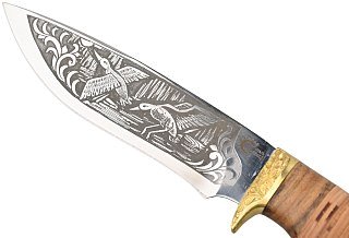 Нож ИП Семин Близнец сталь 65х13 литье береста гравировка - фото 7