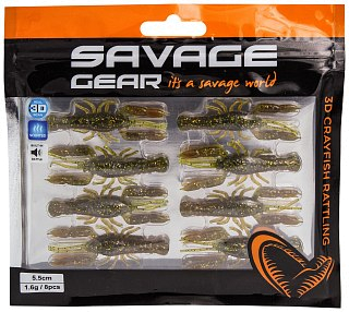 Приманка Savage Gear 3D Crayfish rattling 5,5см 1,6гр motor oil UV 8шт