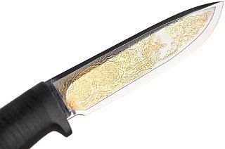 Нож Росоружие Артыбаш 95х18 сталь ЭИ-107 позолота кожа - фото 6