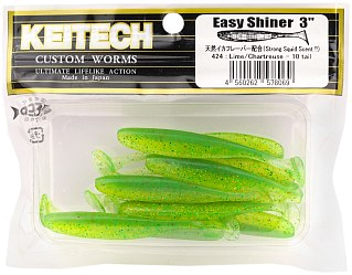 Приманка Keitech виброхвост Easy shiner 3" 424 lime chartreuse 10шт - фото 1