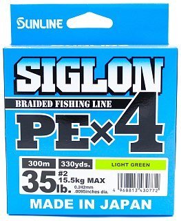 Шнур Sunline Siglon PEх4 light green 300м 2,0 35lb - фото 3