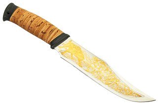 Нож Росоружие Волкодав 95x18 береста позолота