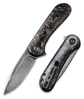 Нож Civivi Elementum Flipper Knife Carbon Fiber Handle (2.96" Damascus) copper - фото 1
