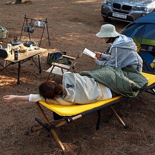 Кровать Naturehike XJC03 outdoor folding camp Khaki wood grain - фото 2