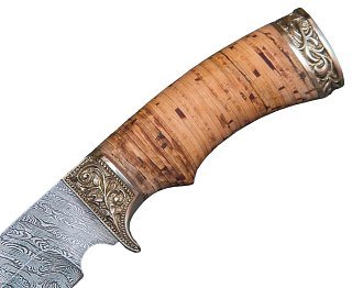 Нож ИП Семин Лорд дамасская сталь литье береста - фото 3