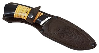 Нож ИП Семин Разделочный дамасская сталь береста черное дерево - фото 2