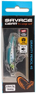Воблер Savage Gear gravity  pencil 4,5см 5гр sinking ghost sardine PHP - фото 1