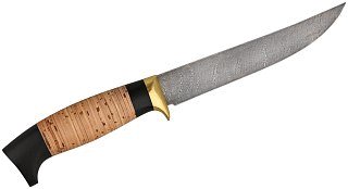 Нож ИП Семин Филейный дамасская сталь средний литье береста граб - фото 2