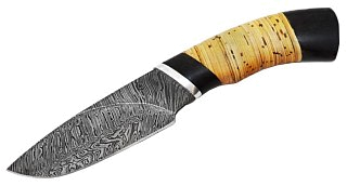 Нож ИП Семин Разделочный дамасская сталь береста черное дерево - фото 3