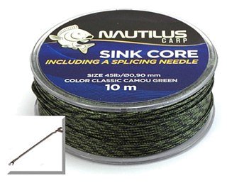 Лидкор Nautilus Sink core camo green 45lb 10м+needle
