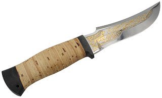 Нож Росоружие Русский 3 95х18 рукоять позолота береста гравировка