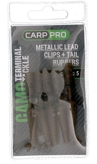 Клипса Carp Pro безопасная Metallic Lead Clips+Tail Rubbers Camo c фикс. 5шт - фото 2