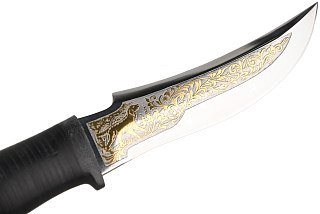 Нож Росоружие Русский 3 95х18 кожа позолота гравировка - фото 6