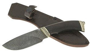Нож ИП Семин Разделочный дамасская сталь литье черное дерево - фото 1