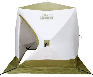 Палатка Следопыт Premium зимняя куб 4-х местная 3 слоя 2,1х2,1м цв. белый олива - фото 2