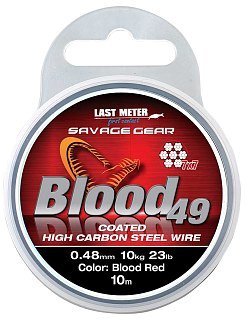 Поводковый материал Savage Gear Blood 49 0.60мм 16кг 35lb coated red 10м